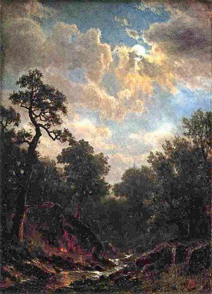 Albert Bierstadt Moonlit_Landscape Norge oil painting art